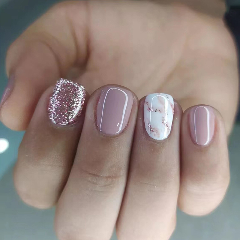24Pcs Reusable Fake Nails Shor - Nail Art Press On ulasan dan harga