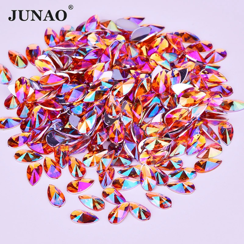 JUNAO 8x13mm Orange AB Acrylic - Nail Art Orange ulasan dan harga