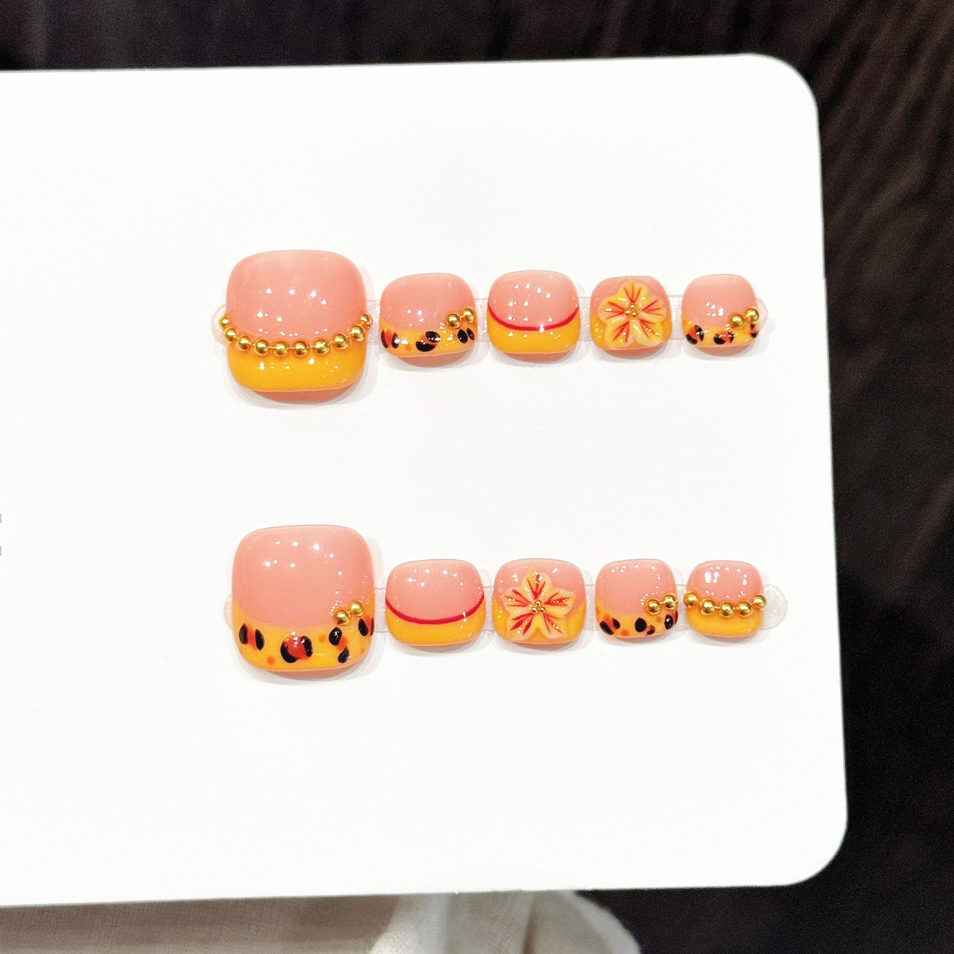 10pcs Handmade Pressed Foot Na - Nail Art Orange ulasan dan harga