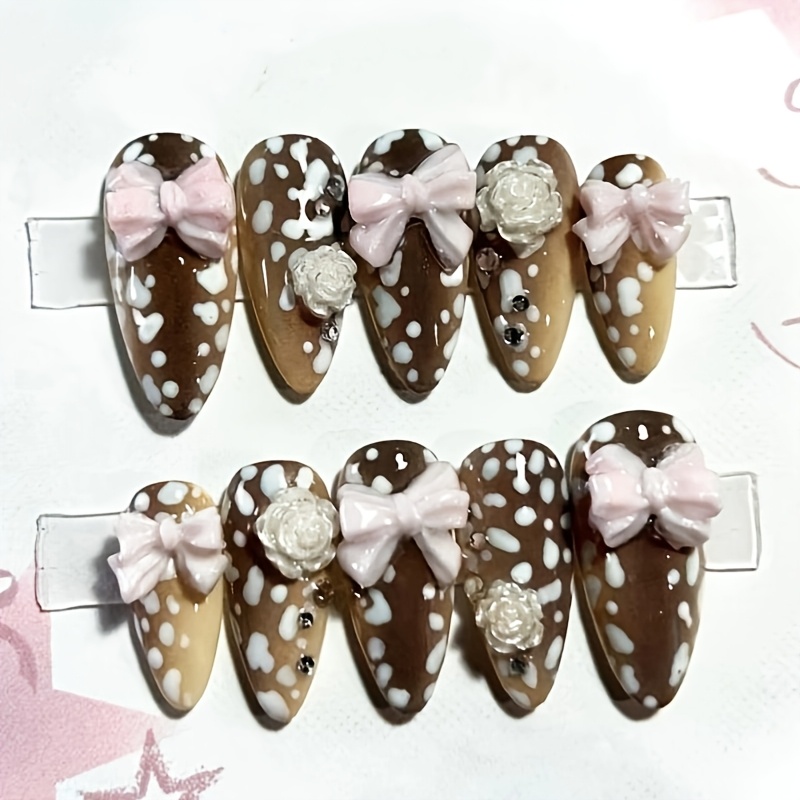 10Pcs Almond Press On Nails, M - Nail Art Press On ulasan dan harga