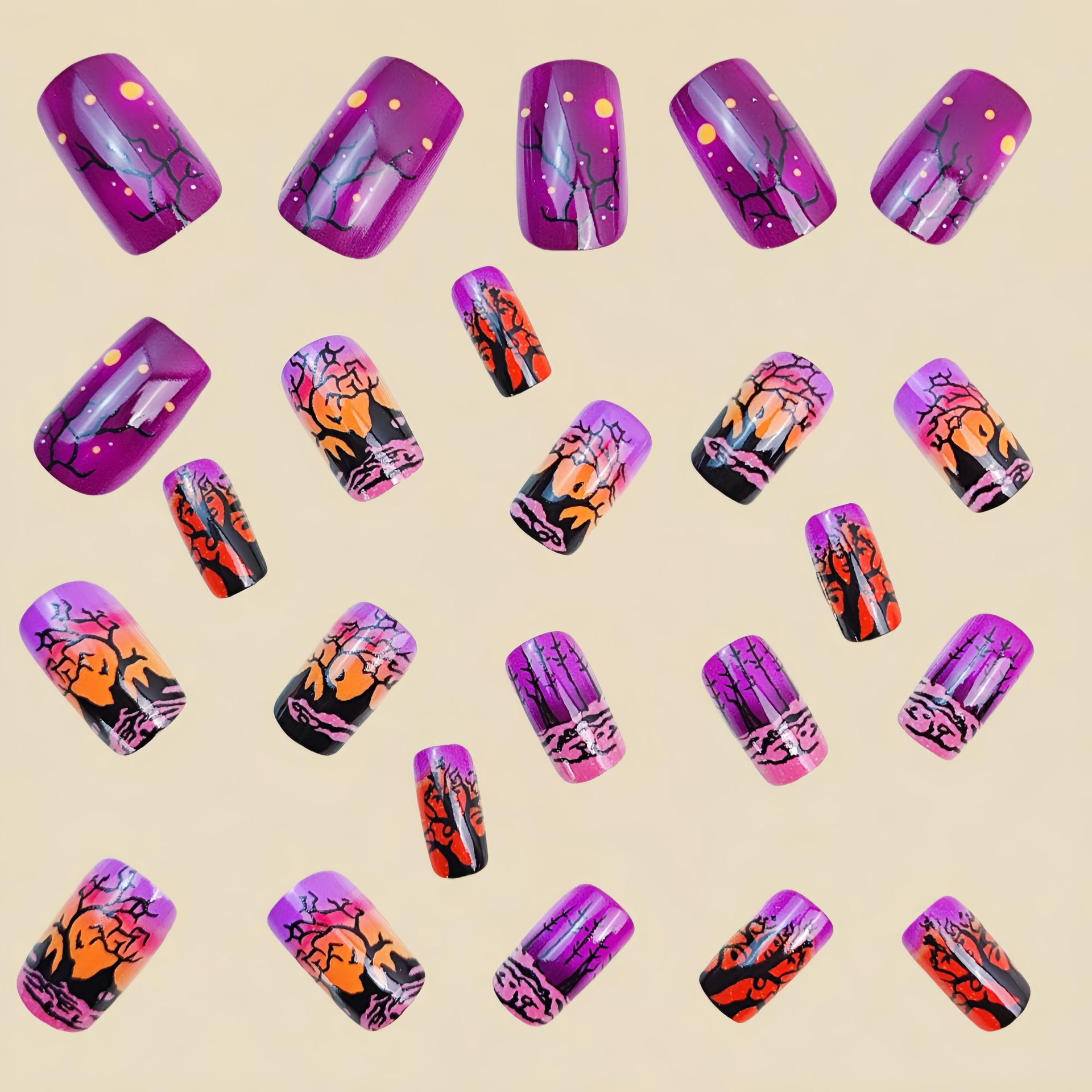 Medium Square fake nails for w - Nail Art Orange ulasan dan harga